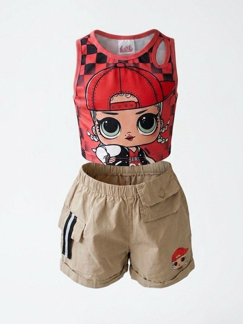 PatPat Red and Black Graphic Crop Tank - LOL Surprise